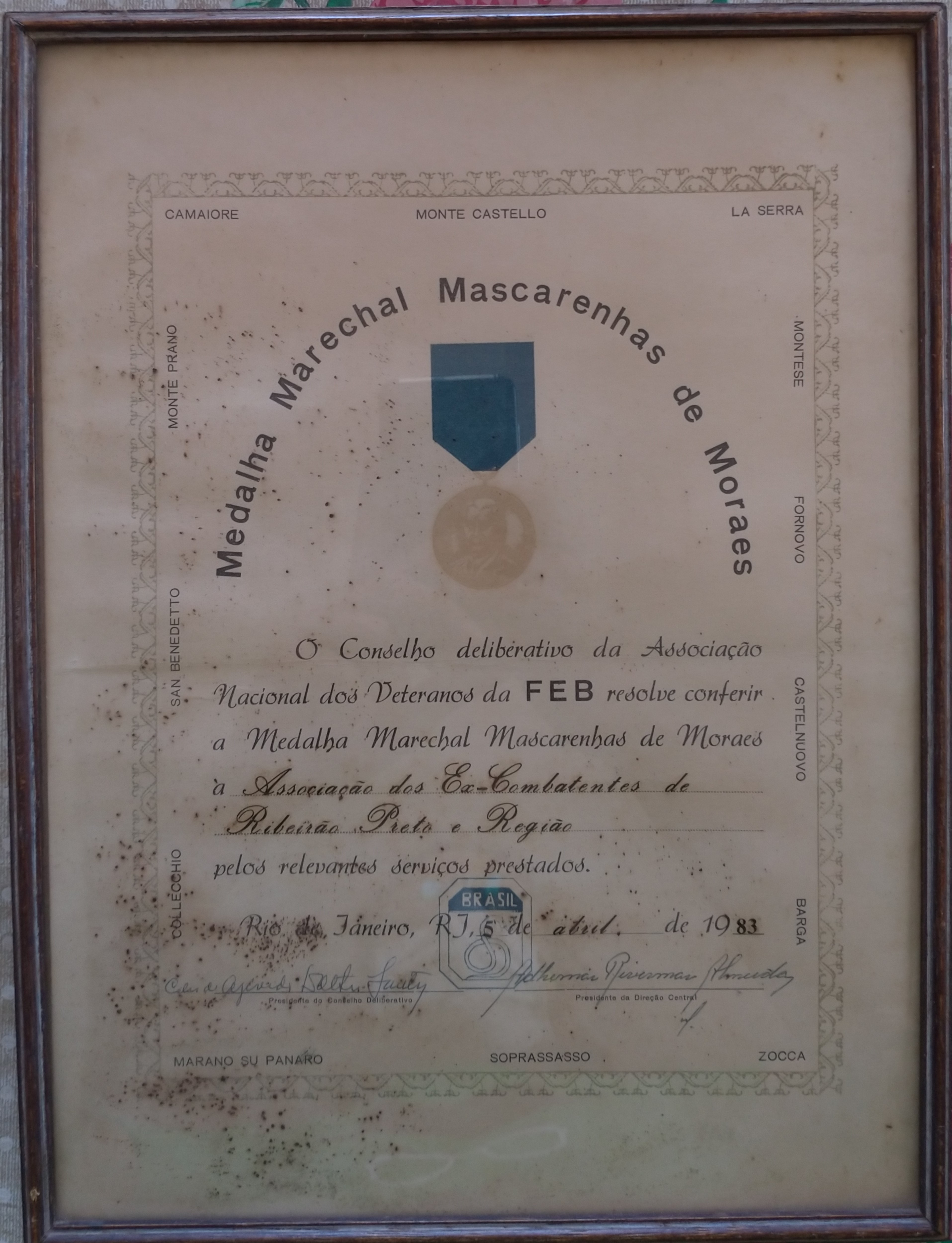 Diploma da Medalha Mascarenhas de Moraes