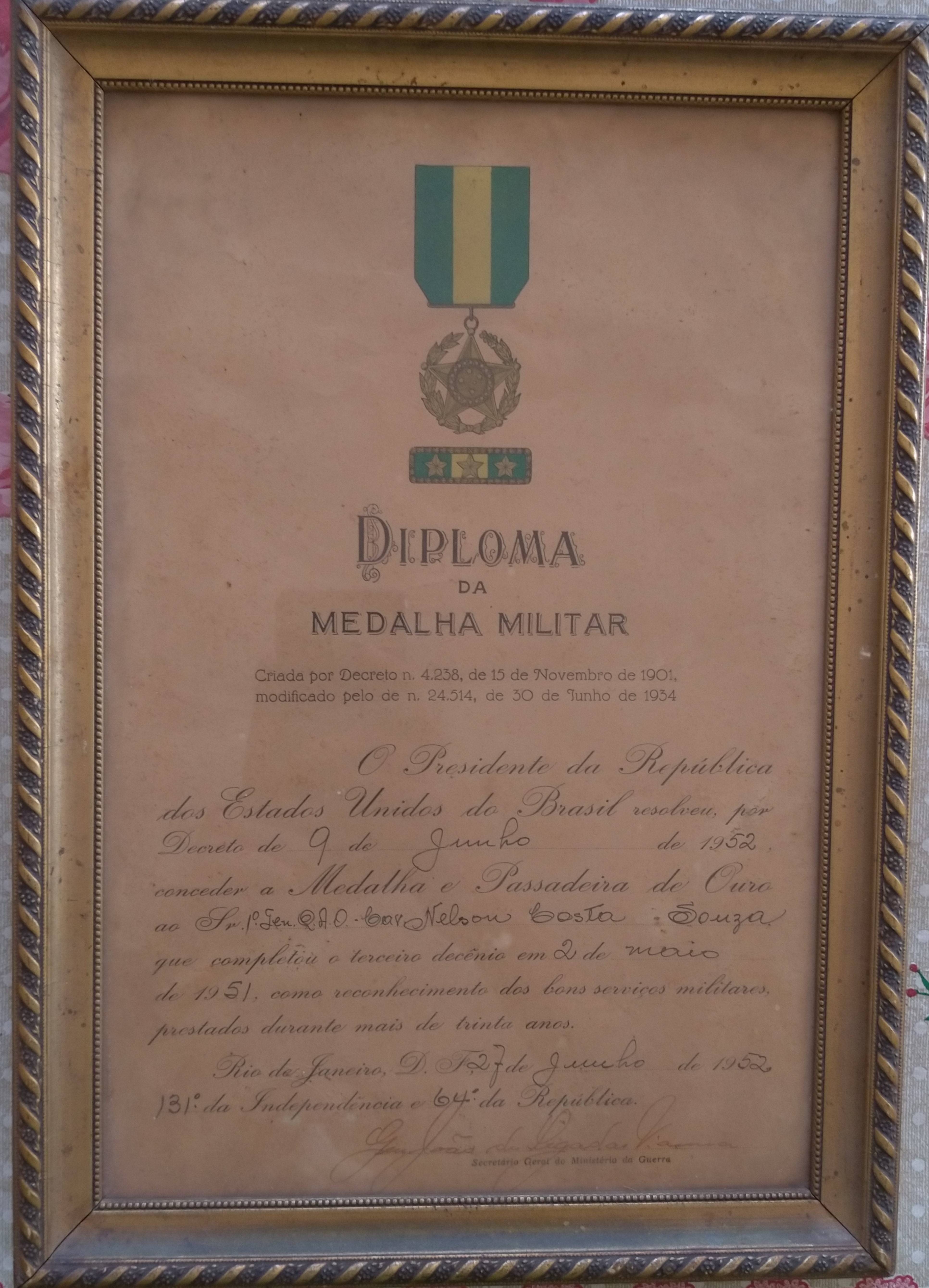 Diploma da Medalha Militar