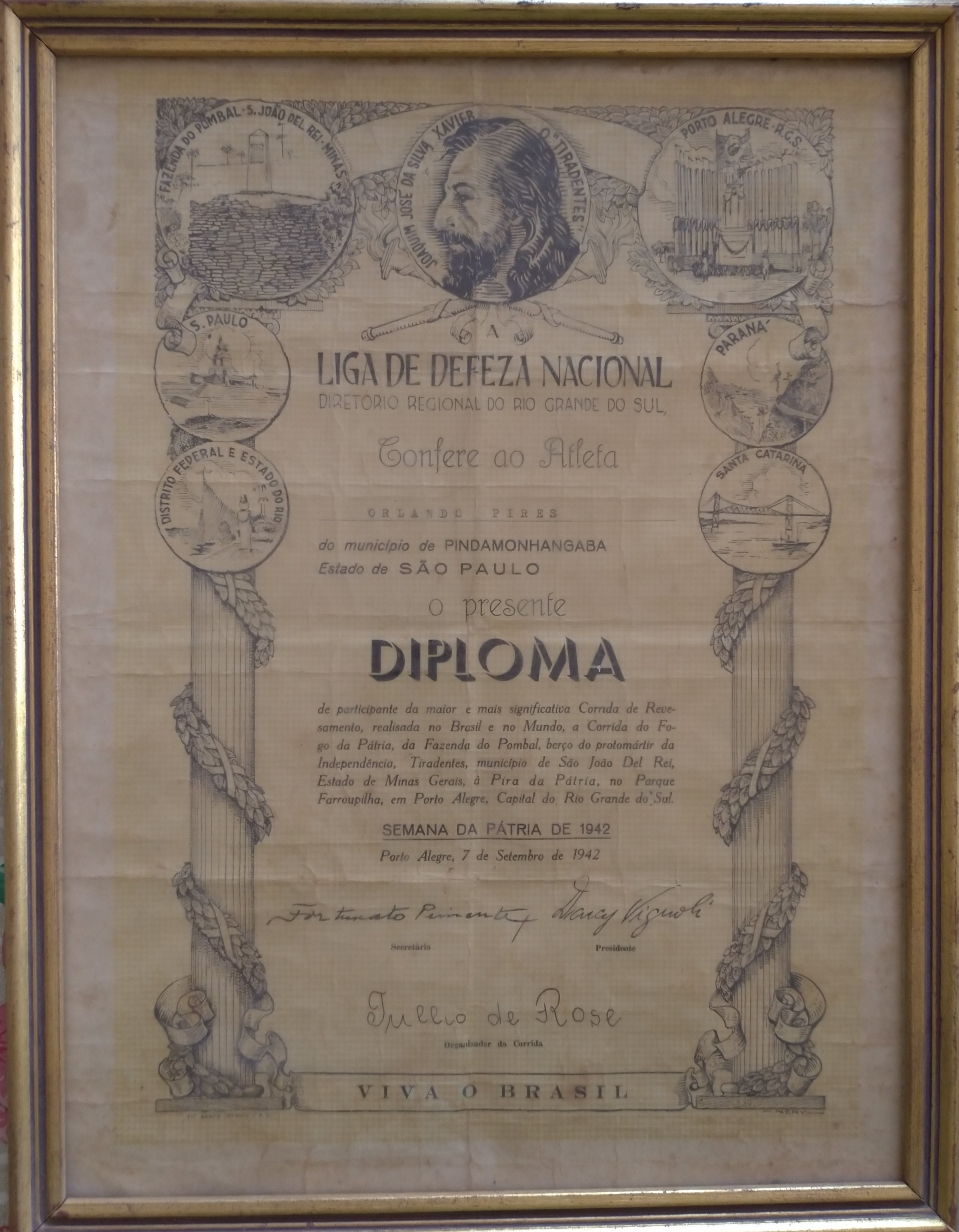 Diploma de Participação na Corrida do Fogo da Pátria