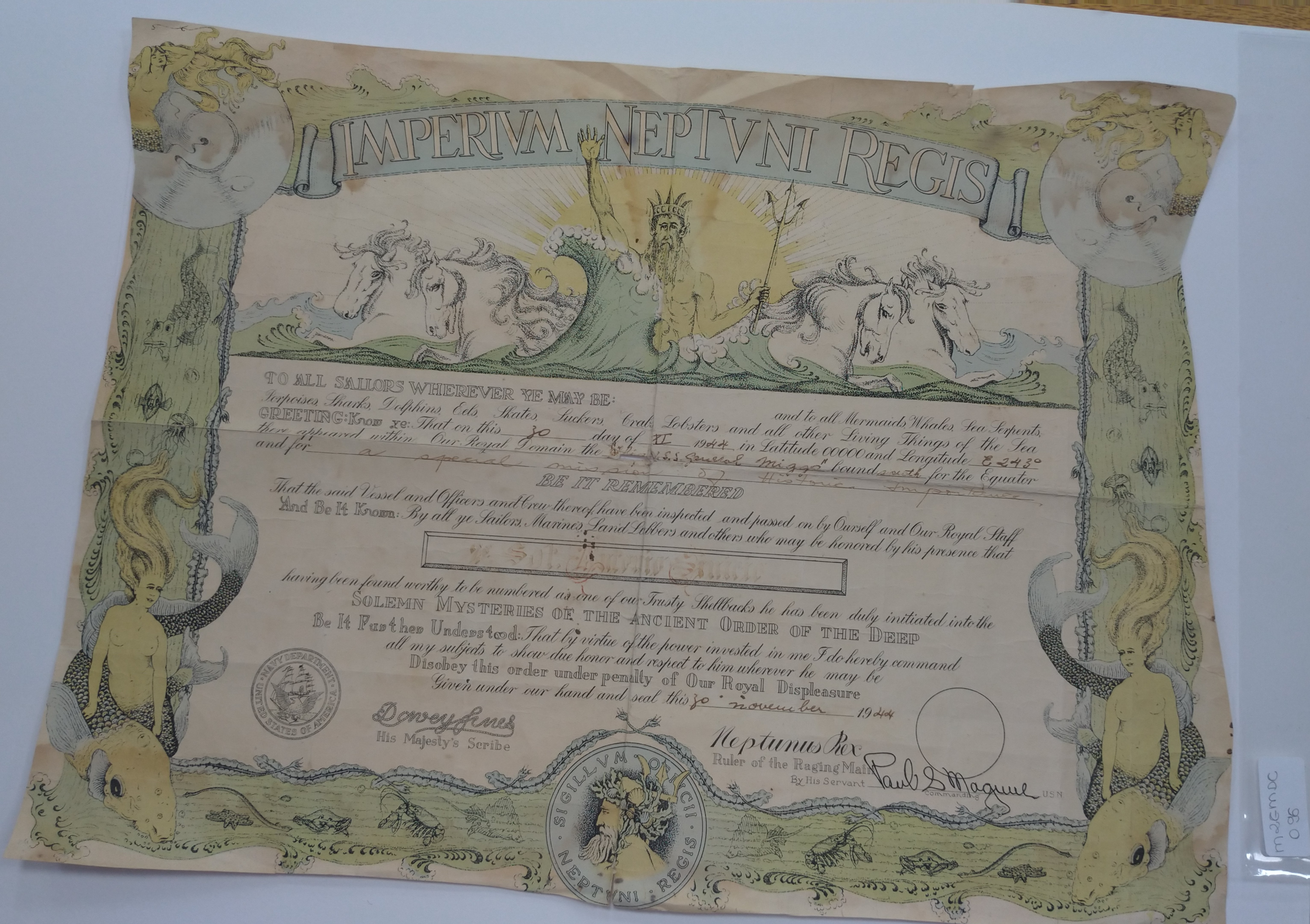 Diploma de Travessia do Equador 1/2